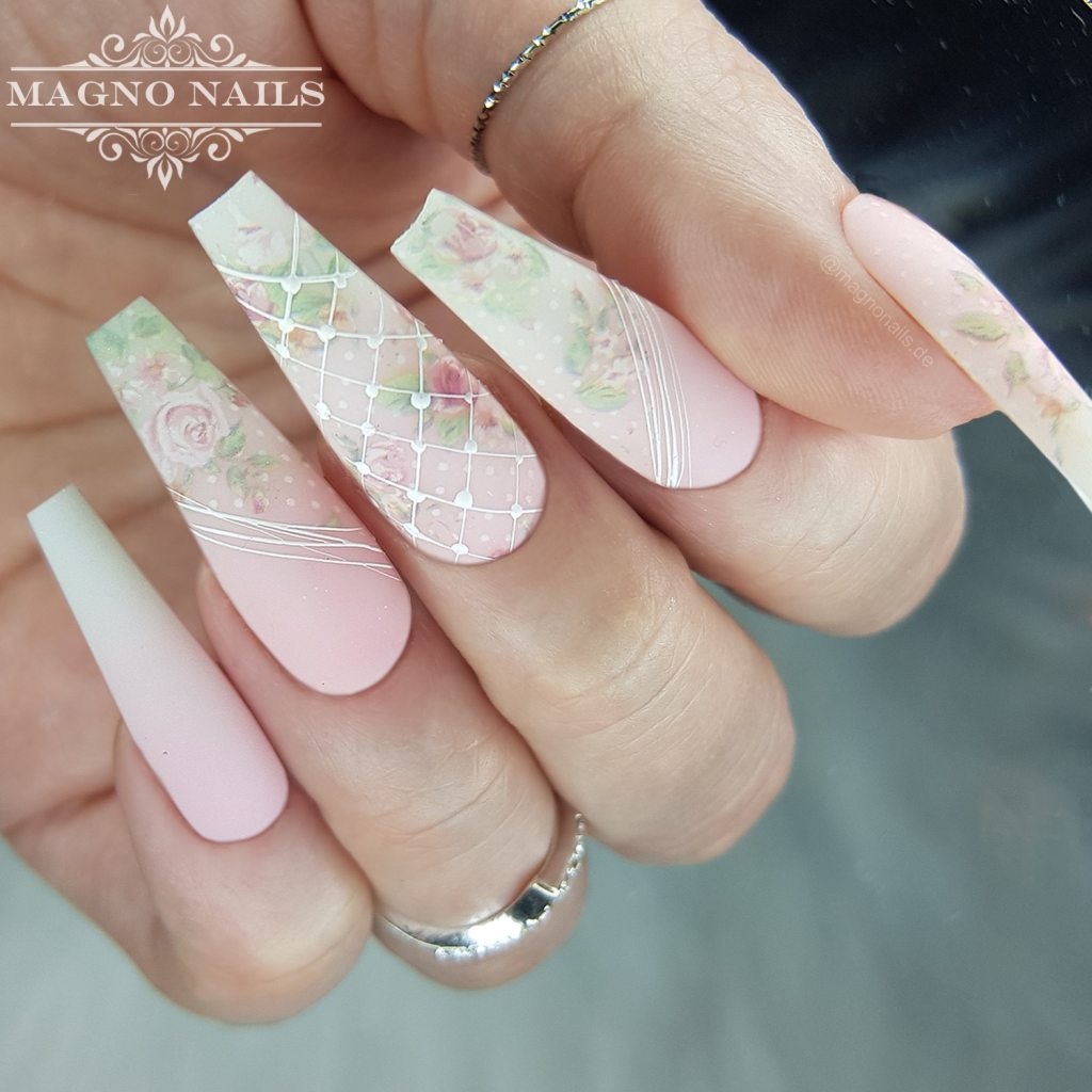 Hochzeitsnägel Romanic Transfer Folien Matt Nageldesign Ideen